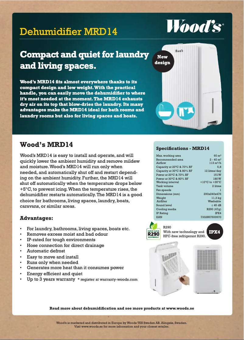 Page 1 de la notice Fiche technique Wood's MRD14G
