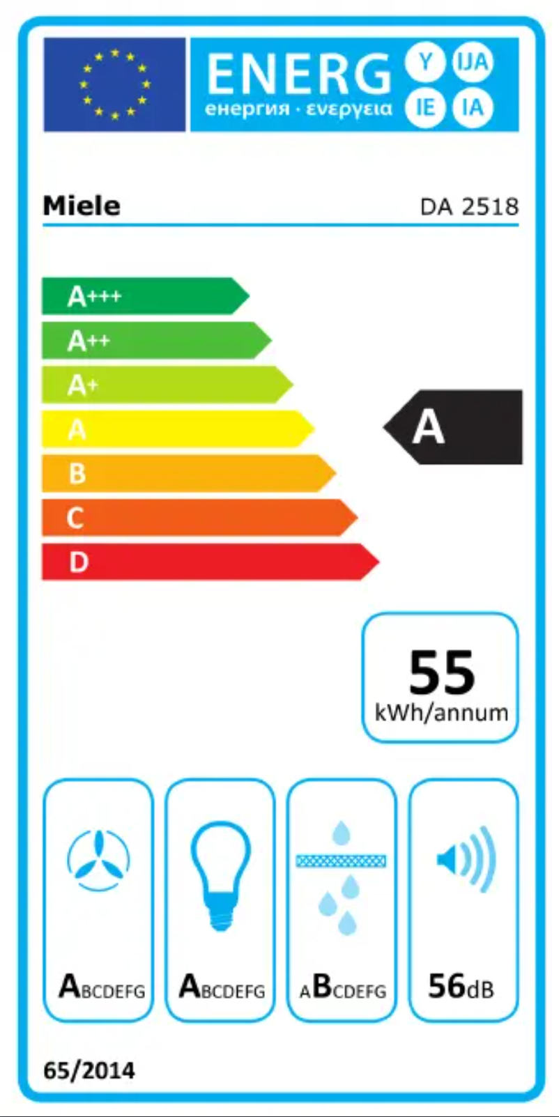 Page n°1 - Label énergétique Miele DA 2518