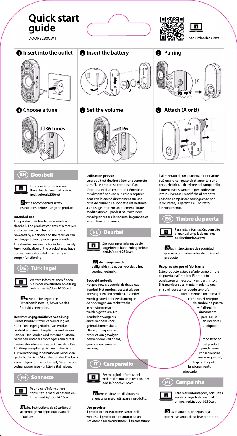 Image de la première page du manuel de l'appareil DOORB230CWT