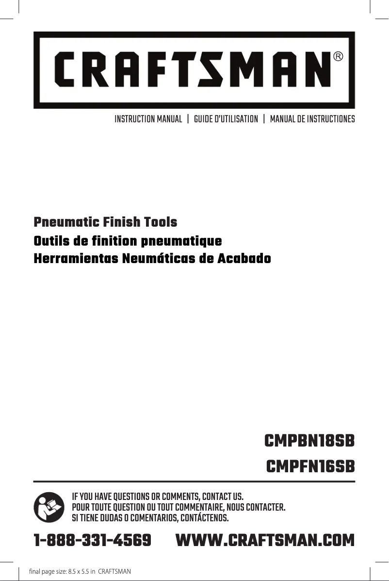 Page 1 de la notice Manuel utilisateur Craftsman CMPFN16SB
