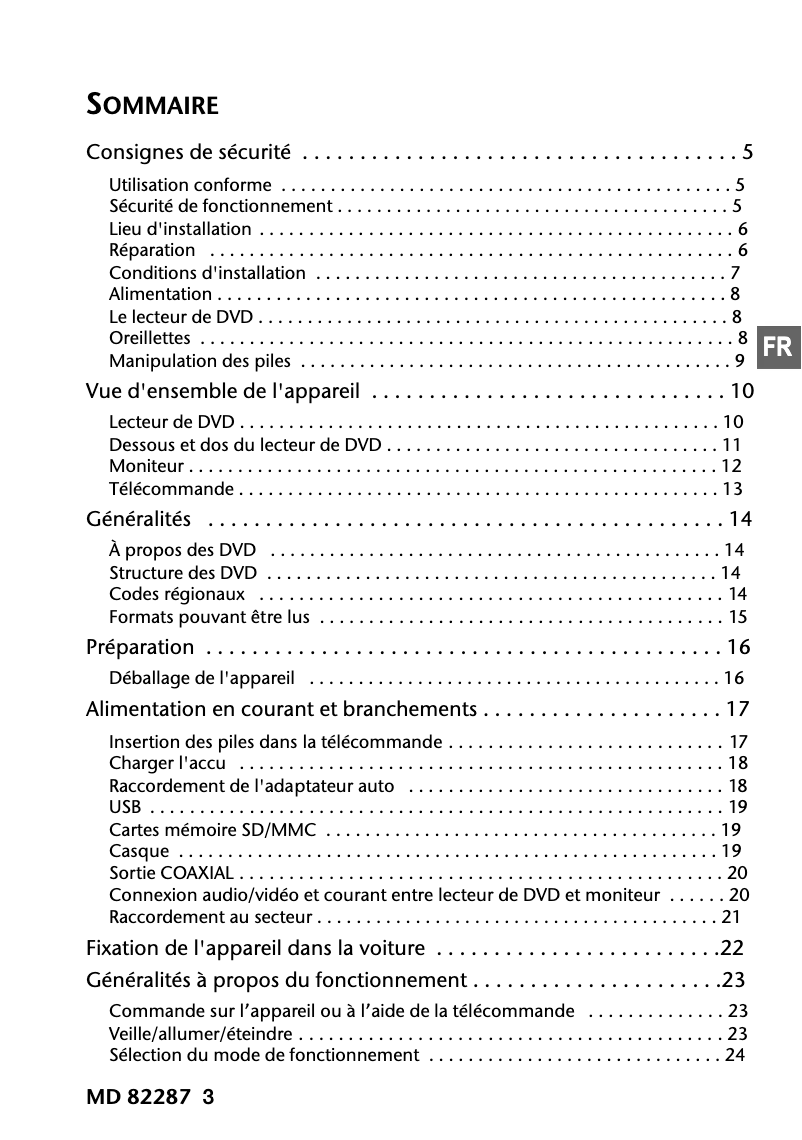 Page 1 de la notice Manuel utilisateur Medion MD 82287 LIFE E72003