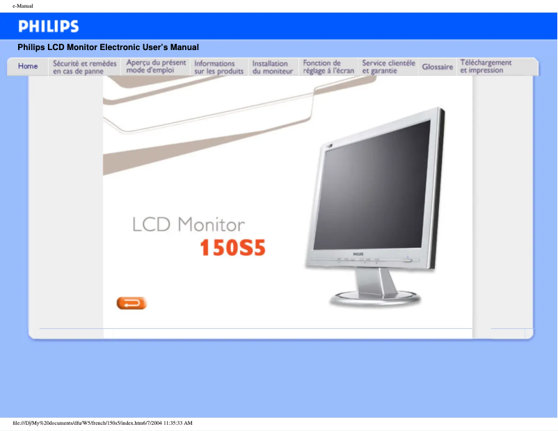 Imagen de la primera página del manual del dispositivo 150S5FS