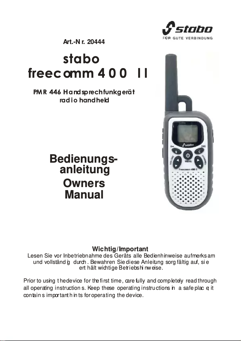 Página 1 del manual Manual de usuario Stabo Freecomm 400 II