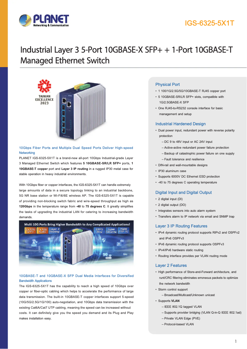 Image de la première page du manuel de l'appareil IGS-6325-5X1T