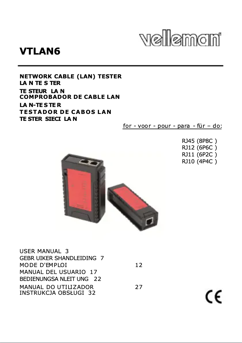 Página 1 del manual Manual de usuario Velleman VTLAN6