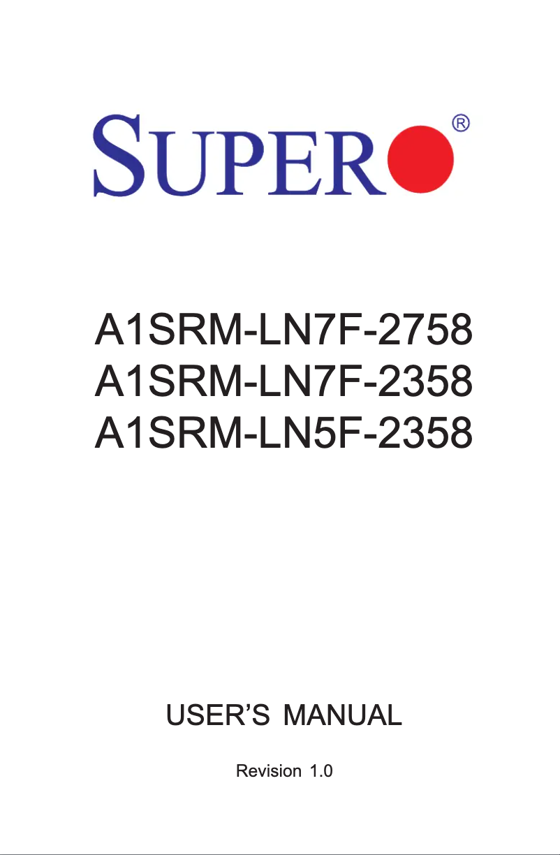 Page n°1 - Manuel utilisateur Supermicro A1SRM-LN7F-2758
