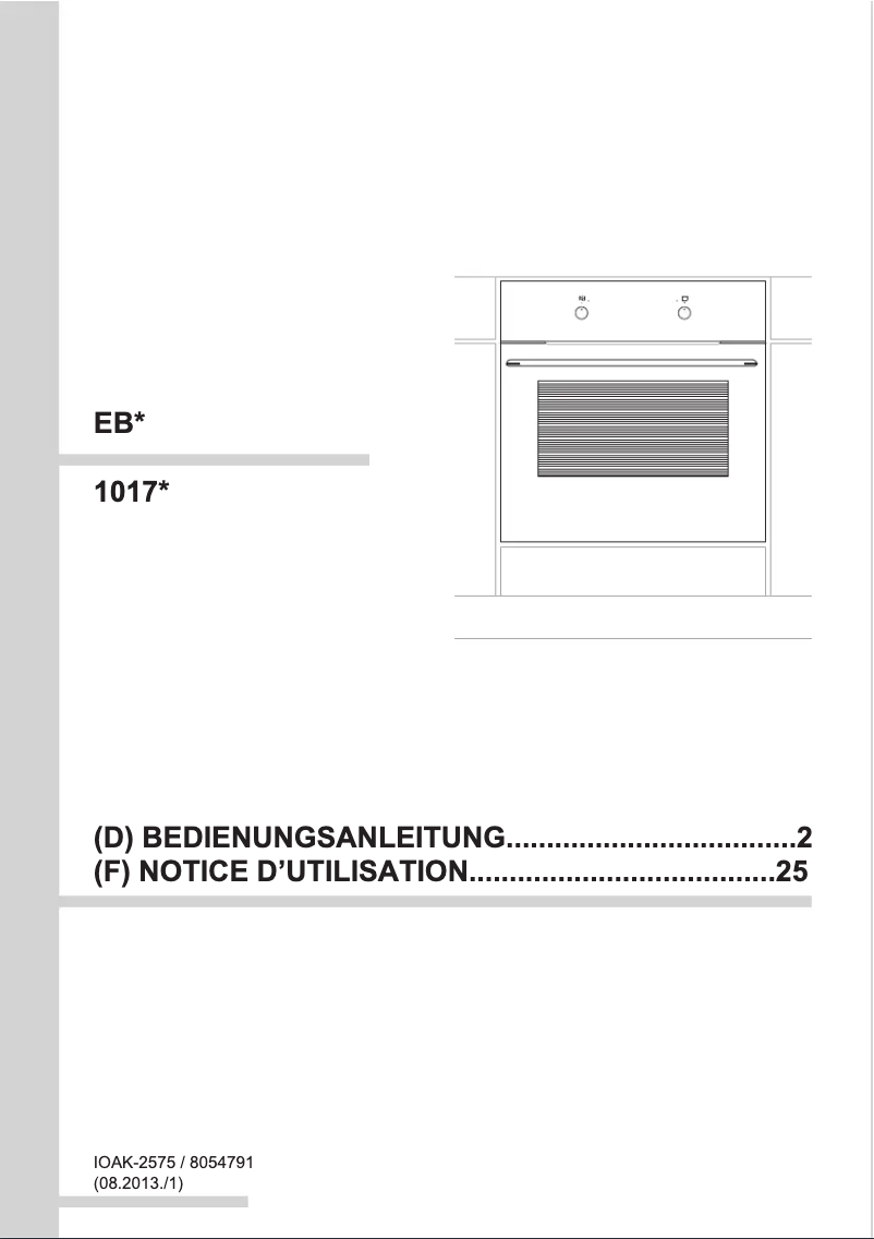 Page n°1 - Manuel utilisateur Amica EB 13516 W