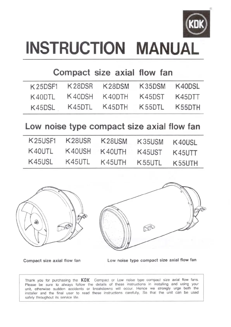 Page n°1 - Manuel utilisateur KDK K55DTH