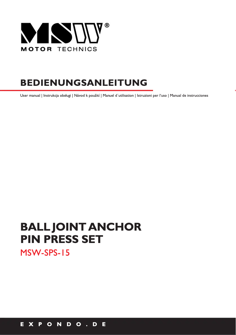 Page 1 de la notice Manuel utilisateur MSW MSW-SPS-15