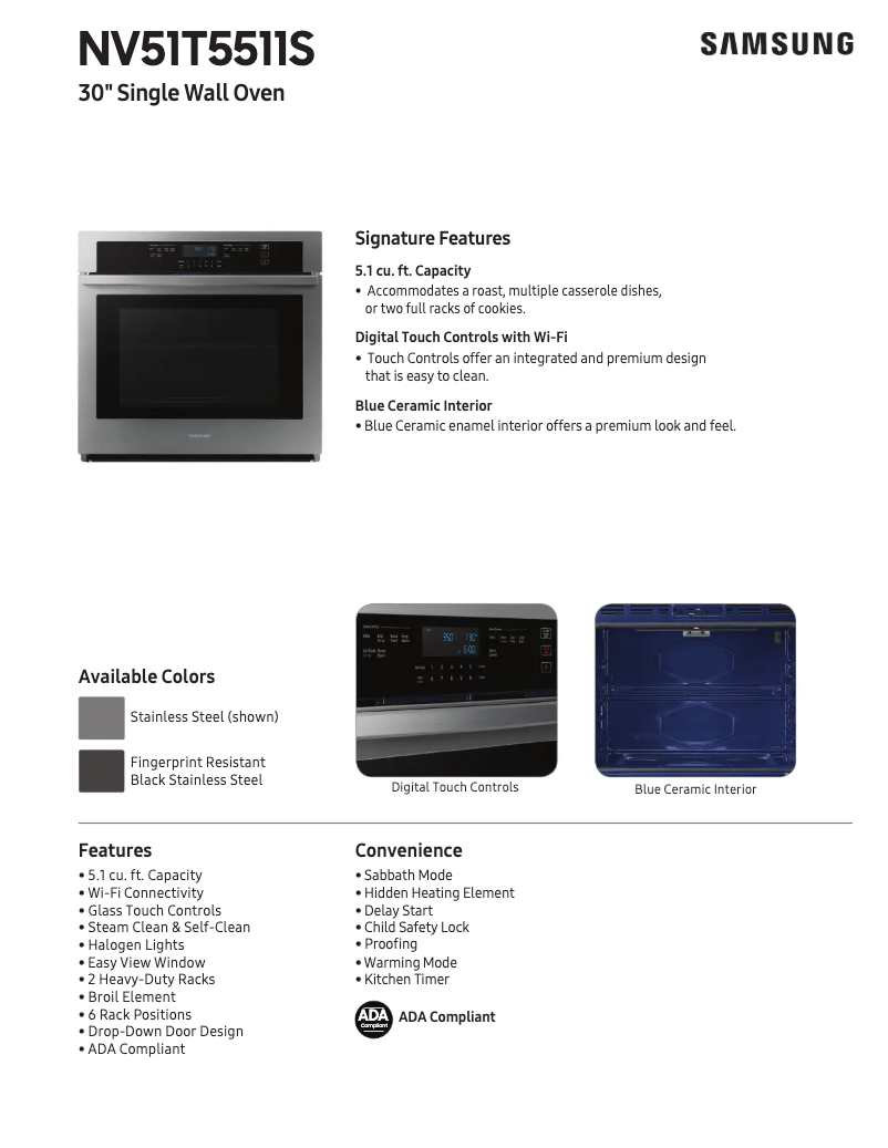 Page n°1 - Fiche technique Samsung NV51T5511SG