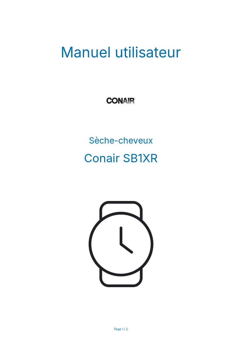 Page n°1 - Manuel utilisateur Conair SB1XR