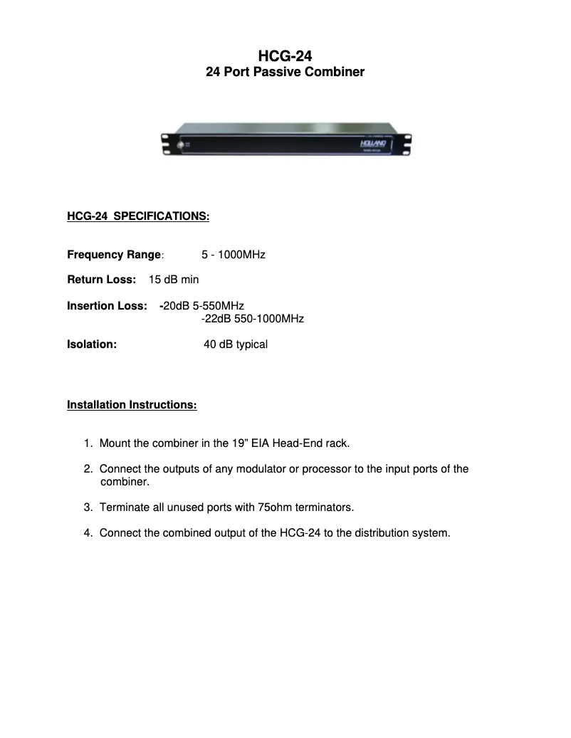 Image de la première page du manuel de l'appareil HCG-24