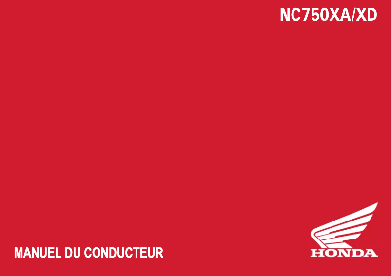 Image de la première page du manuel de l'appareil NC750X (2023)