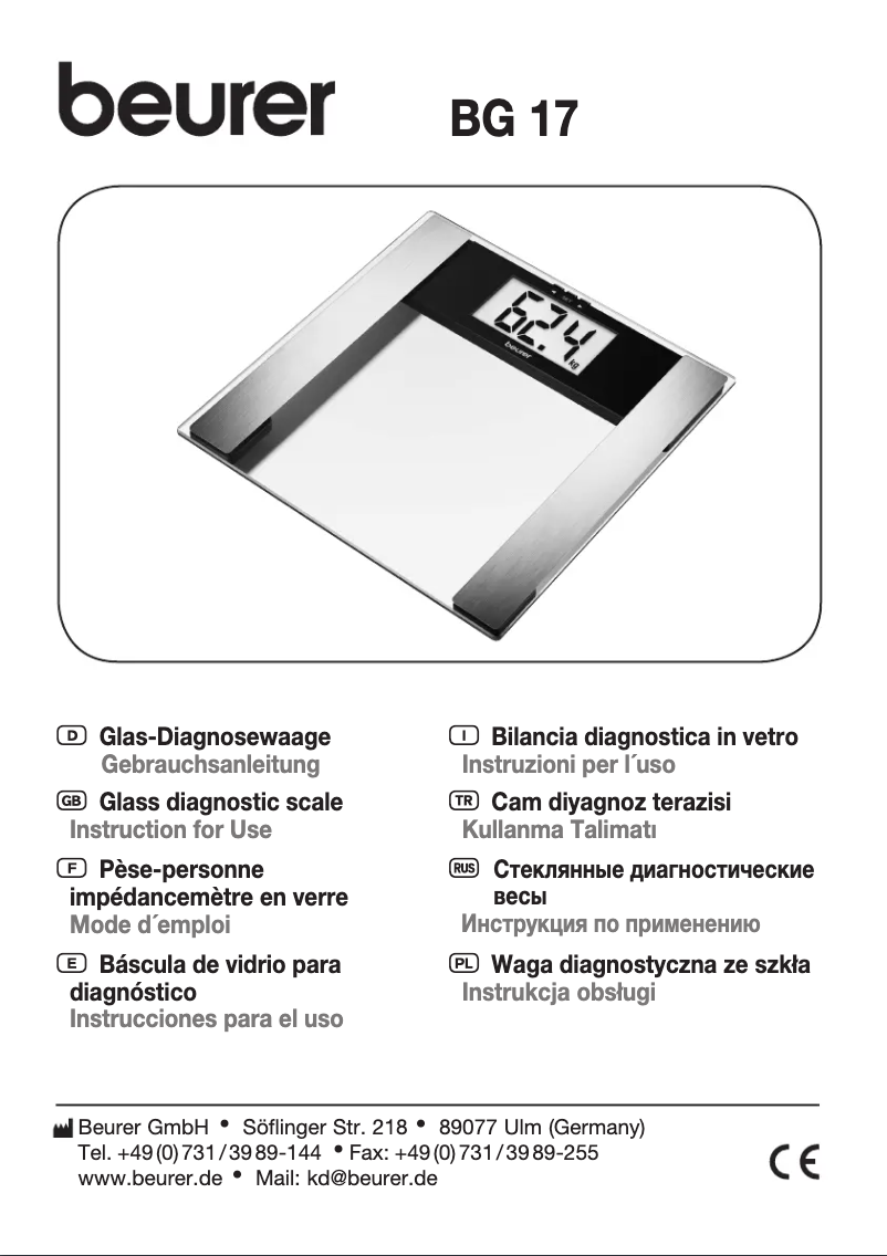 Page 1 de la notice Manuel utilisateur Beurer BG 17