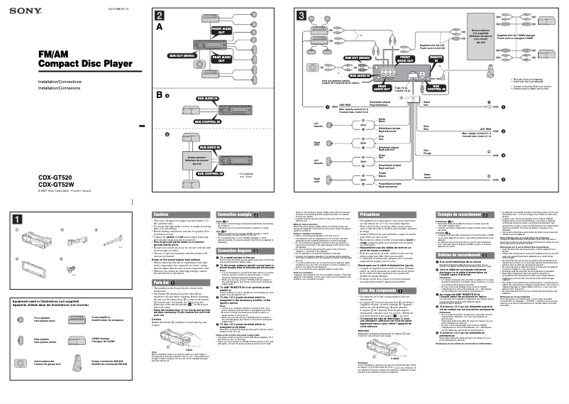 Page 1 de la notice Guide d'installation Sony CDX-GT520