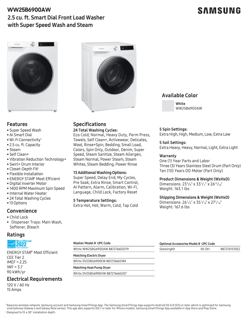 Image de la première page du manuel de l'appareil WW25B6900AW