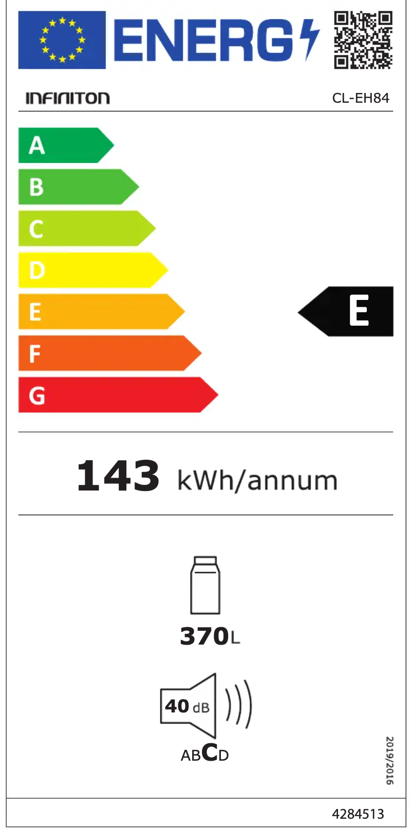 Page n°1 - Label énergétique Infiniton CL-84EH