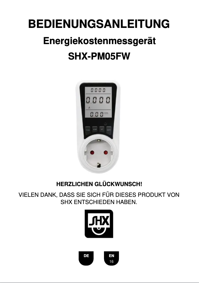 Page 1 de la notice Manuel utilisateur SHX SHX-PM05FW