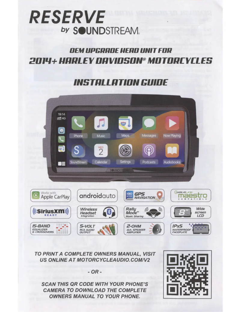 Page 1 de la notice Manuel utilisateur Soundstream Reserve V2