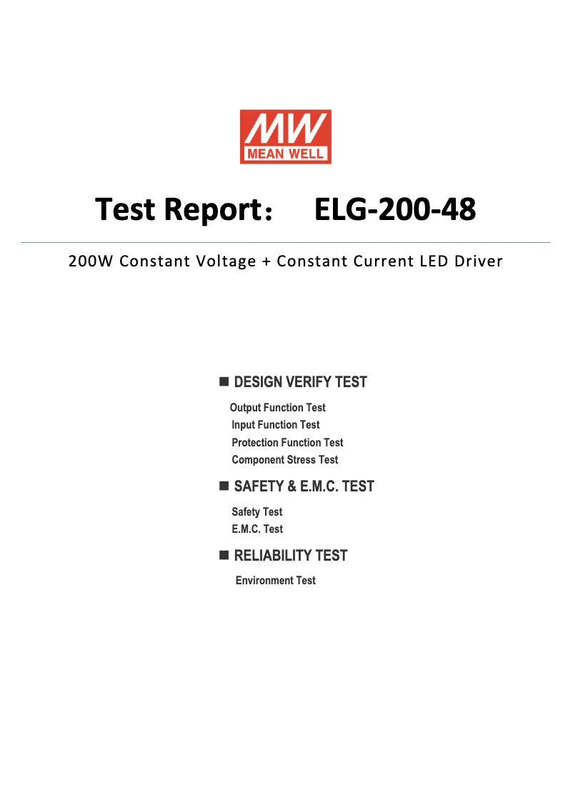 Page n°1 - Fiche technique Mean Well ELG-200-48