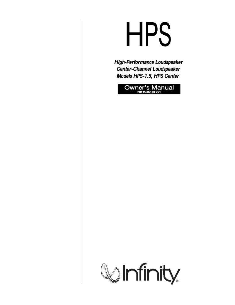 Page 1 de la notice Manuel utilisateur Infinity HPS Center