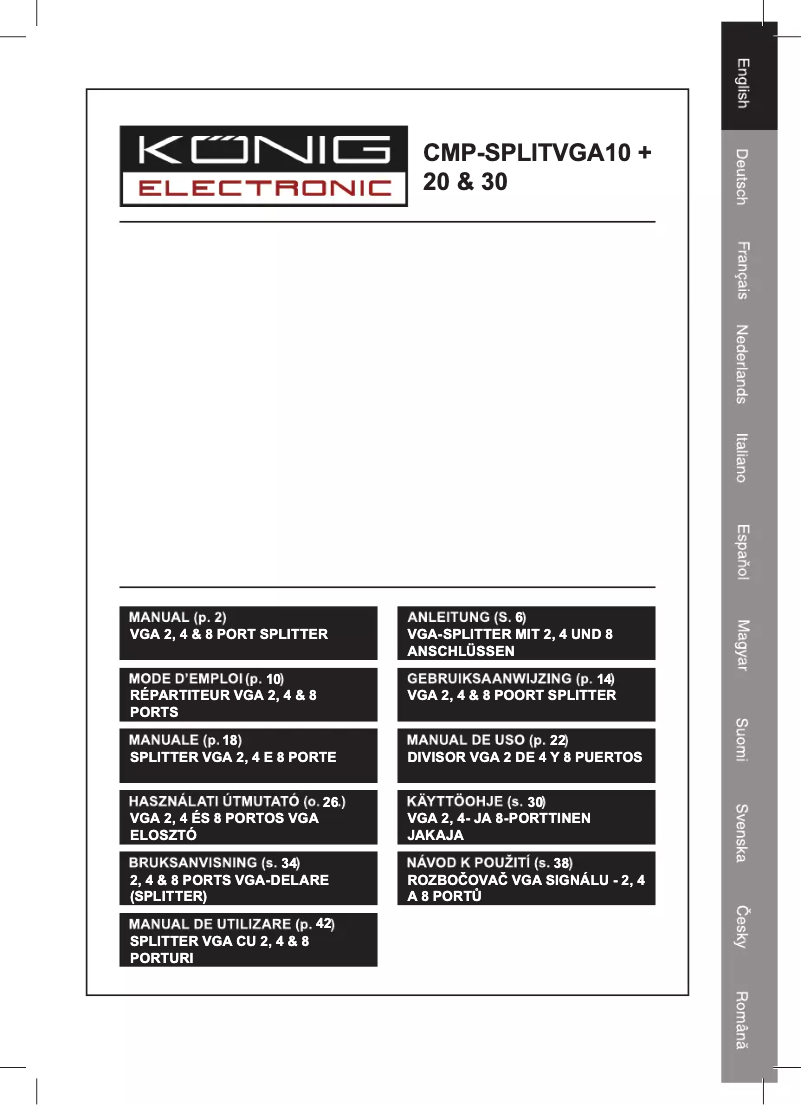 Page n°1 - Manuel utilisateur Konig CMP-SPLITVGA20