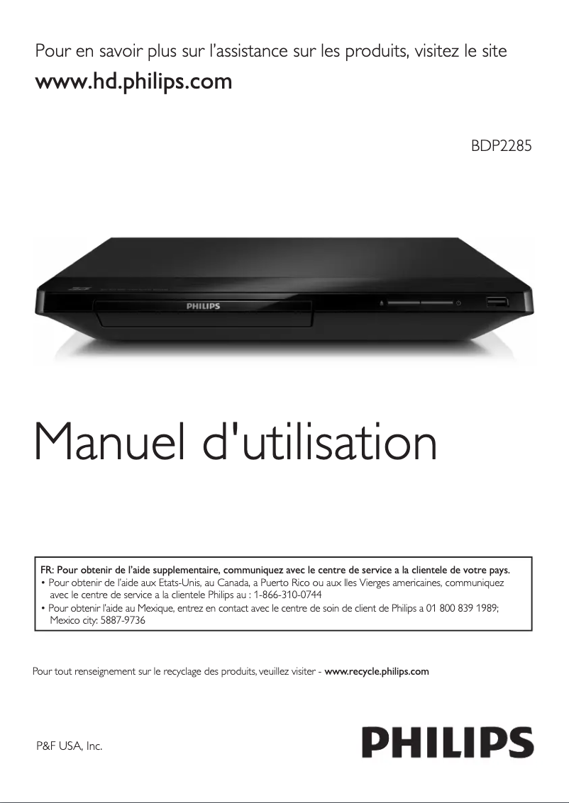 Image de la première page du manuel de l'appareil BDP2285