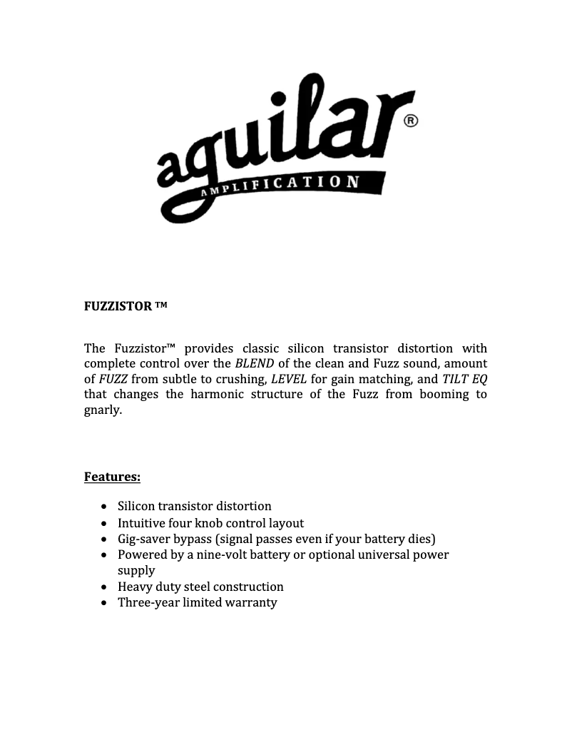 Página 1 del manual Manual de usuario Aguilar Fuzzistor II