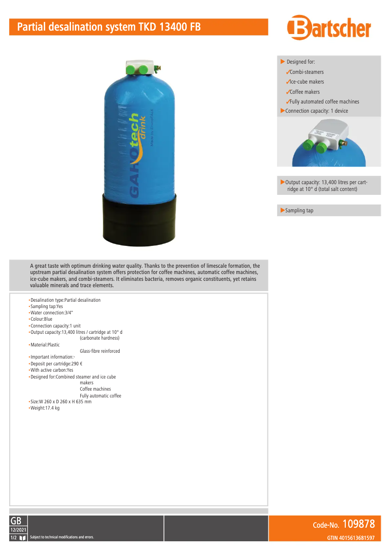 Image de la première page du manuel de l'appareil TKD 13400 FB