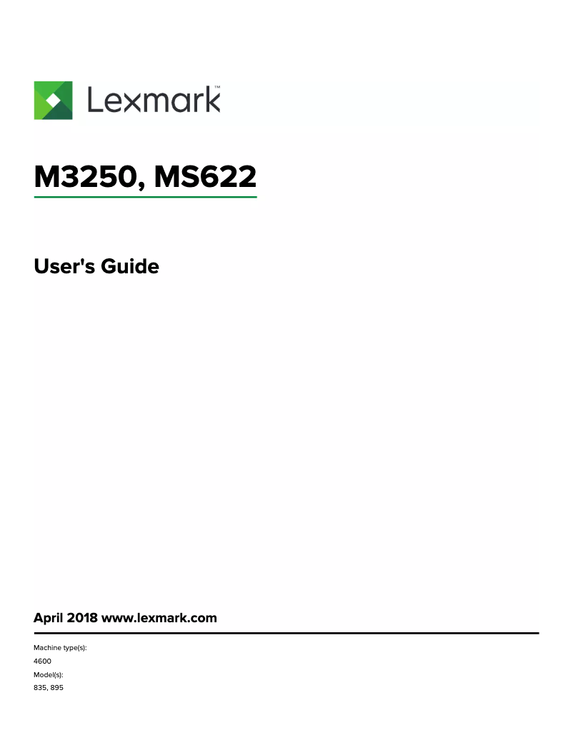 Page 1 de la notice Manuel utilisateur Lexmark MS622de