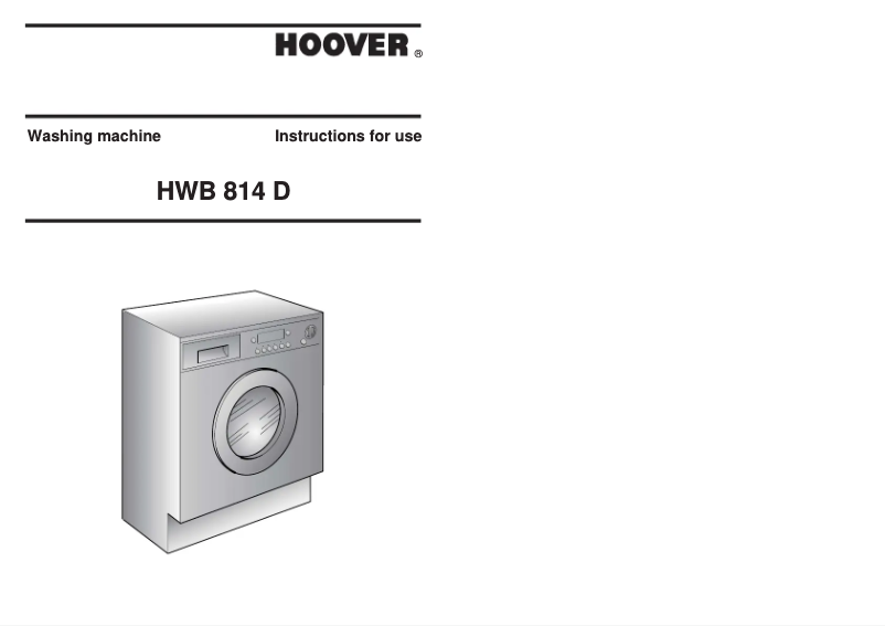 Page n°1 - Manuel utilisateur Hoover HWB 814D