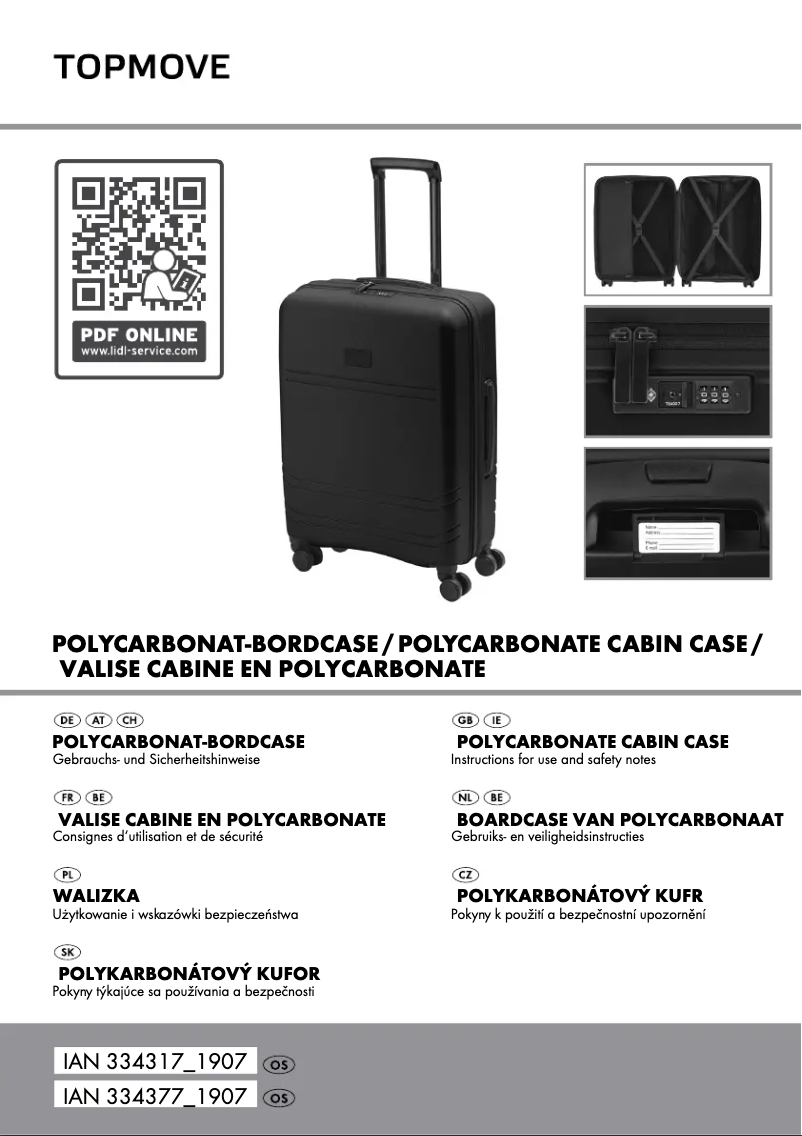 Page n°1 - Manuel utilisateur Topmove IAN 334317