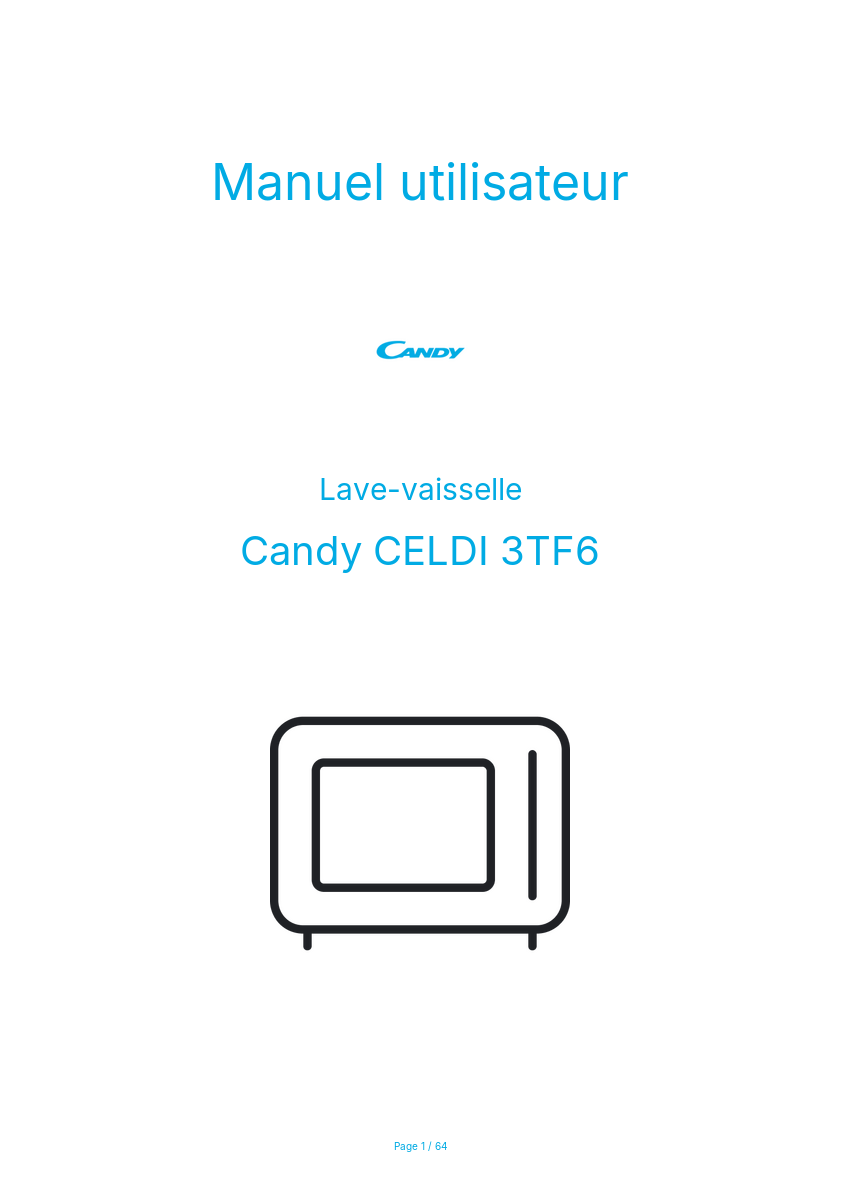 Page n°1 - Manuel utilisateur Candy CELDI 3TF6