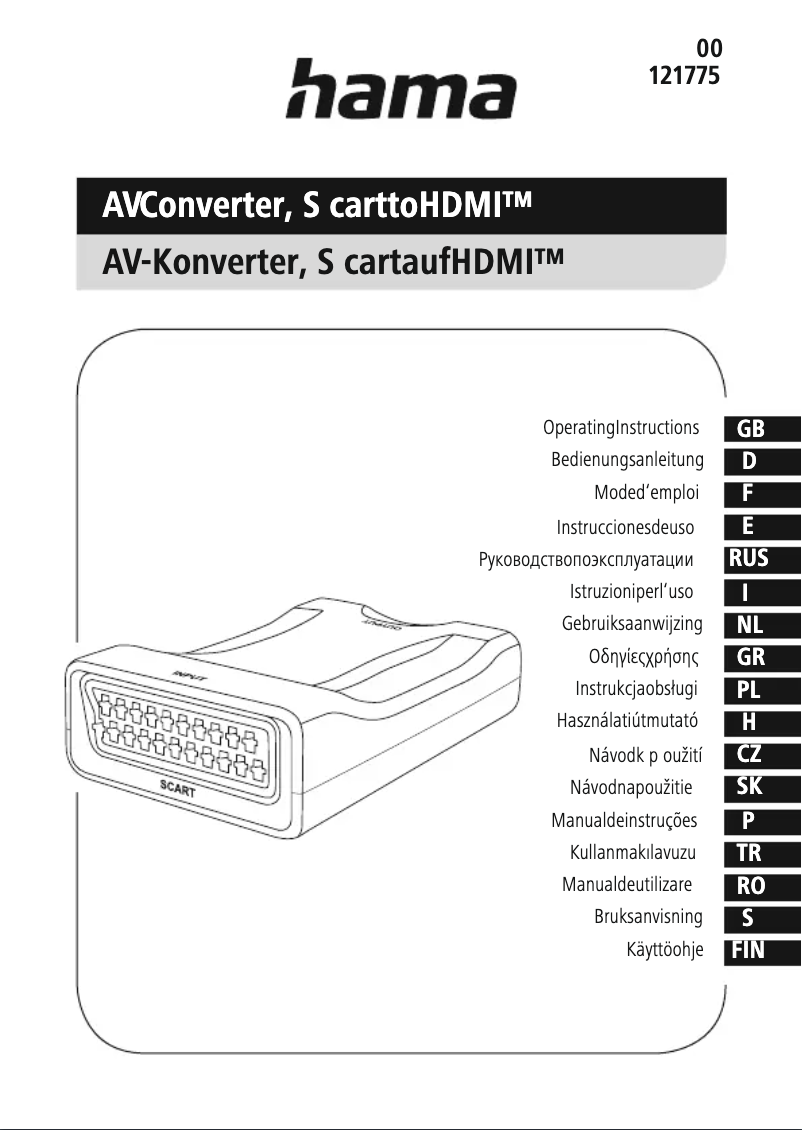 Page 1 de la notice Manuel utilisateur Hama 00121775