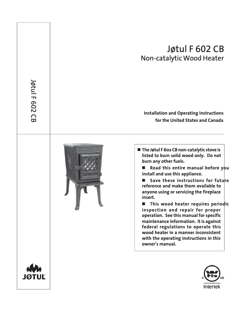 Page 1 de la notice Manuel utilisateur Jøtul F 602 CB