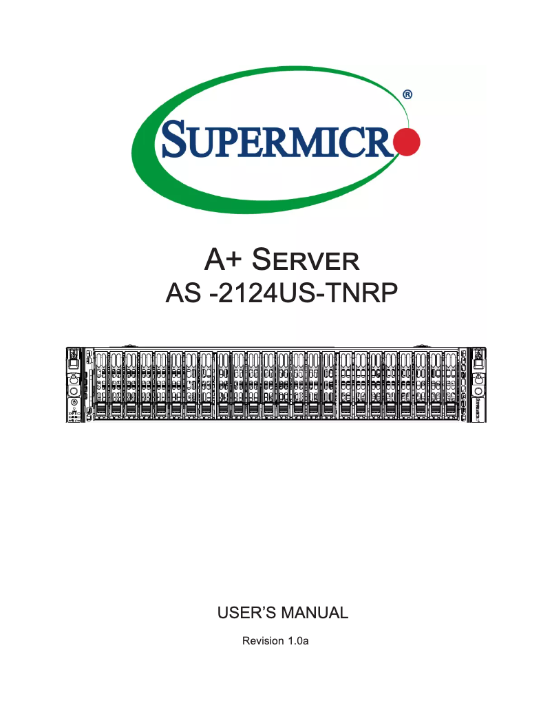 Page 1 de la notice Manuel utilisateur Supermicro AS-2124US-TNRP