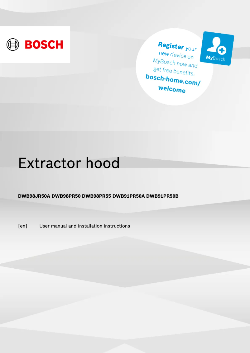 Page 1 de la notice Guide d'installation Bosch DWB91PR50B