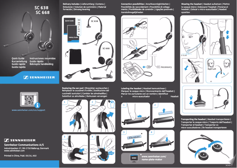 Page 1 de la notice Manuel utilisateur Sennheiser SC 638