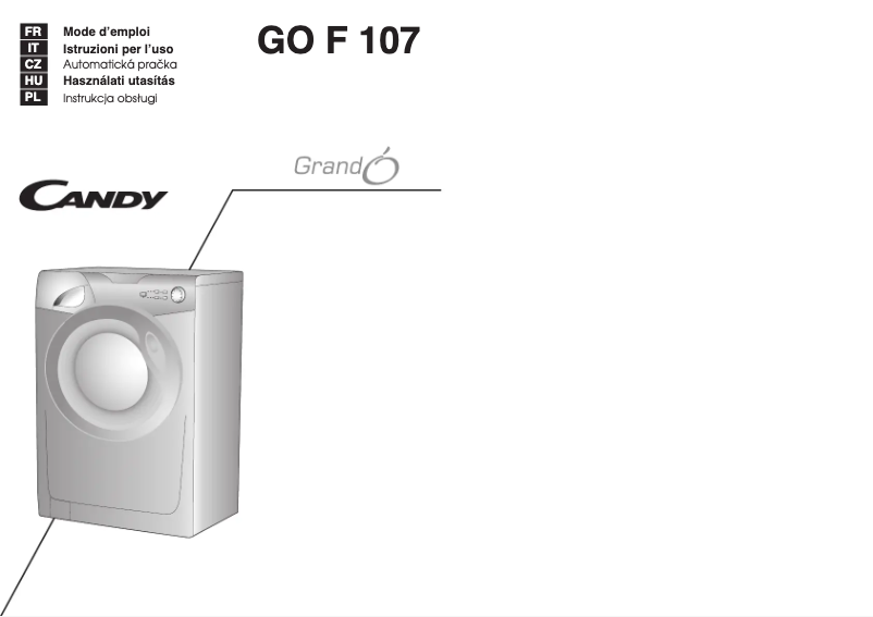 Page n°1 - Manuel utilisateur Candy GO F107-UK