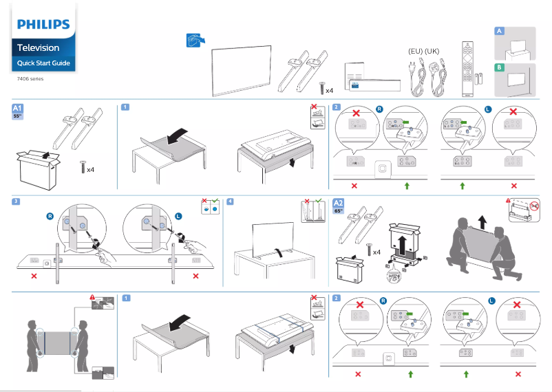 Page 1 de la notice Guide de démarrage rapide Philips 65PUS7406