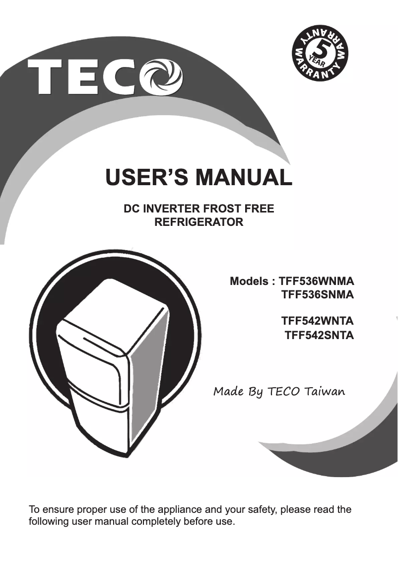 Page n°1 - Manuel utilisateur Teco TFF542WNTA