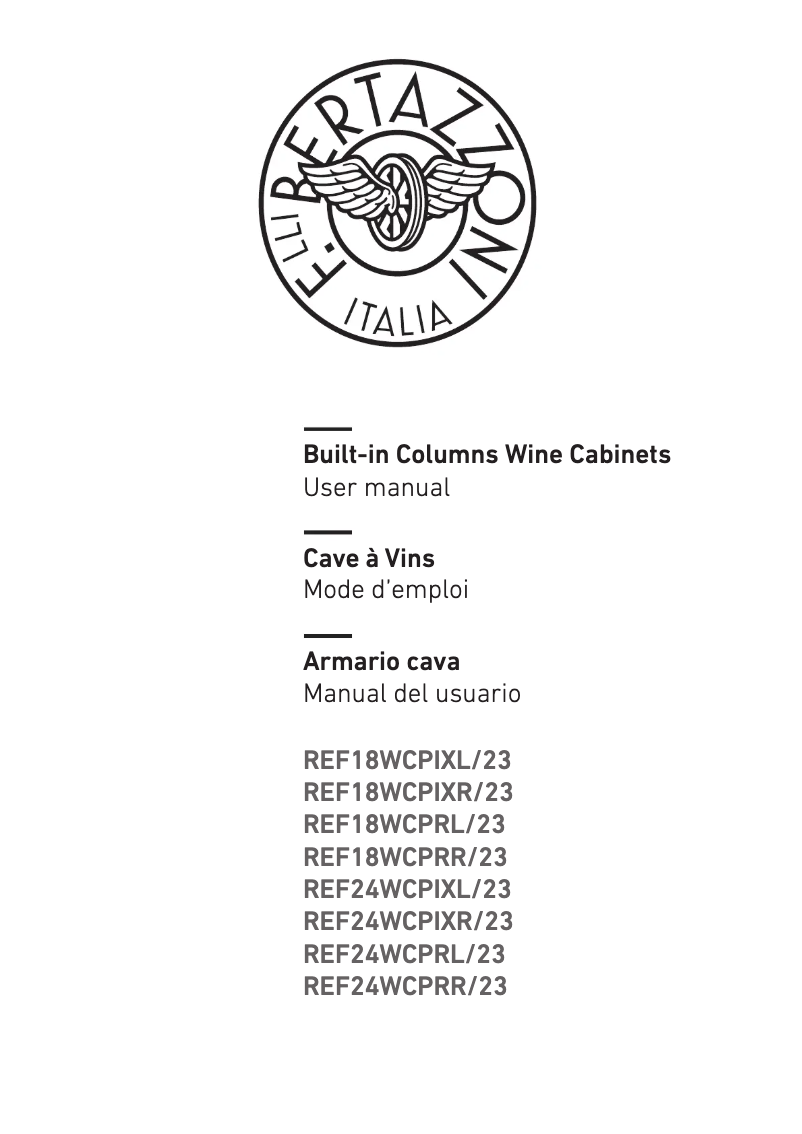 Page 1 de la notice Manuel utilisateur Bertazzoni REF18WCPIXL