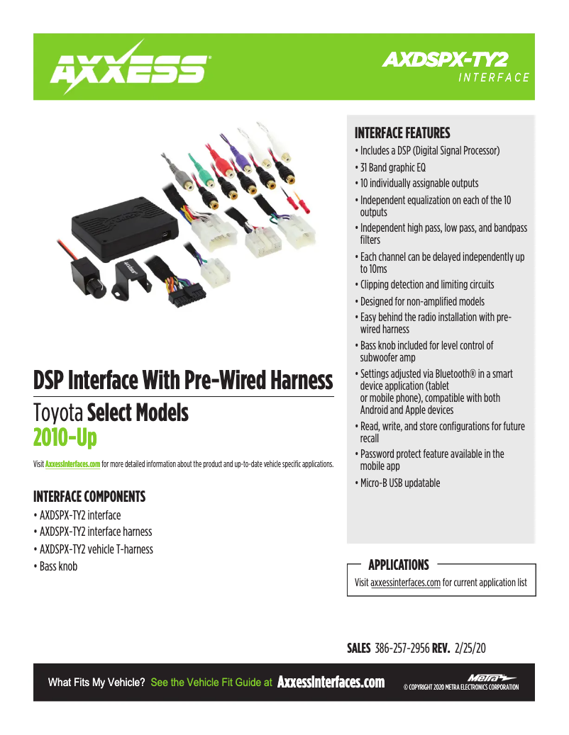 Page 1 de la notice Fiche technique AXESS AXDSPX-TY2