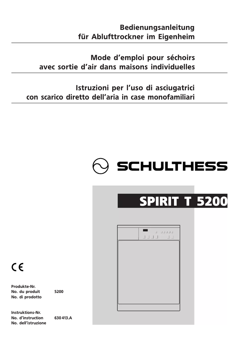 Page n°1 - Manuel utilisateur Schulthess Spirit T 5200