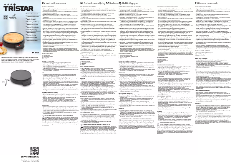 Imagen de la primera página del manual del dispositivo BP-2961