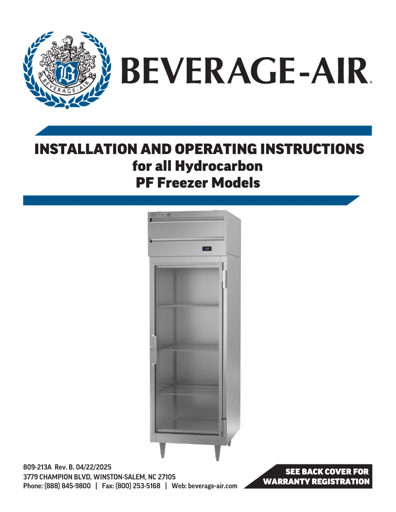Page 1 de la notice Manuel utilisateur Beverage-Air PF3HC-1BHG