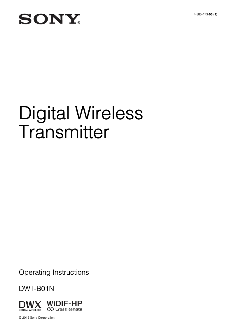 Página 1 del manual Manual de usuario Sony DWT-B01N