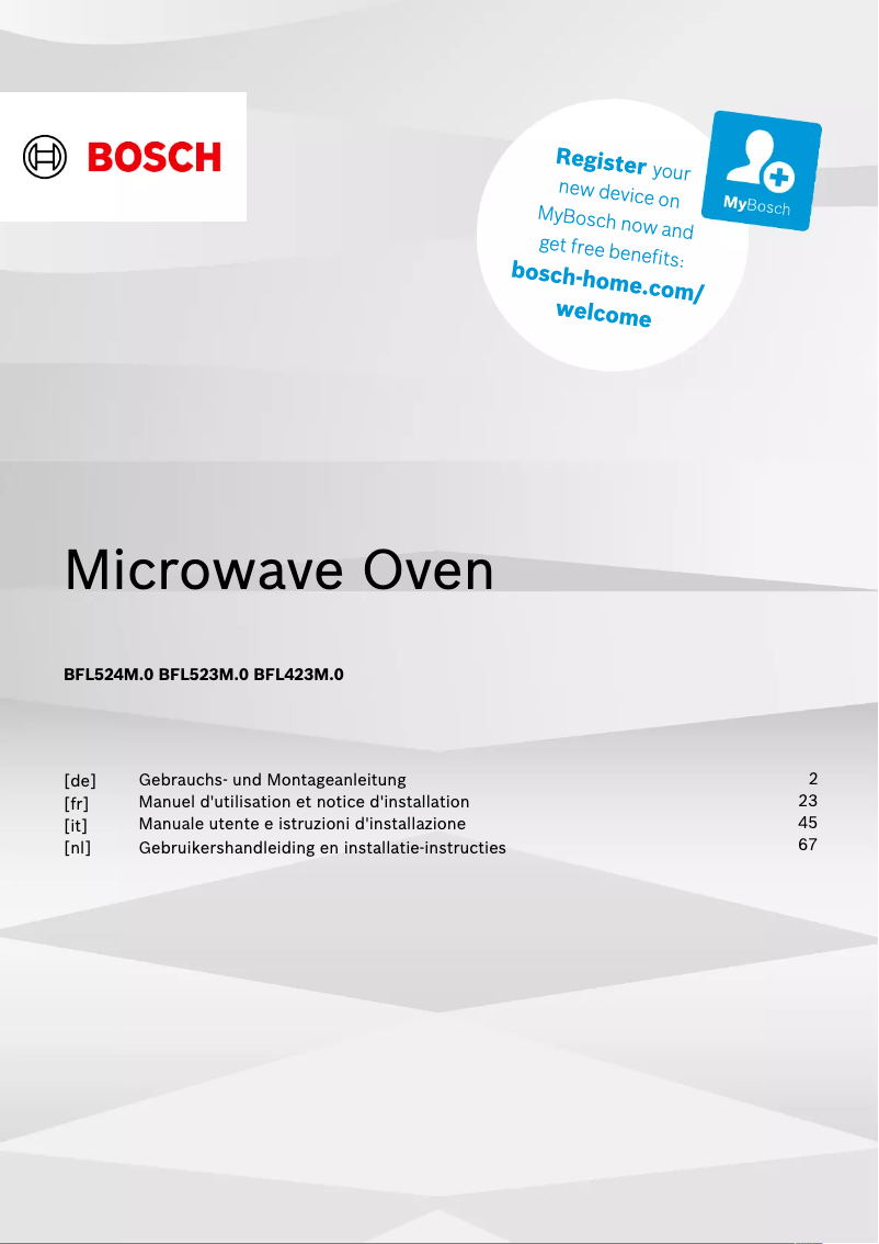 Page 1 de la notice Manuel utilisateur Bosch BFL423MB0