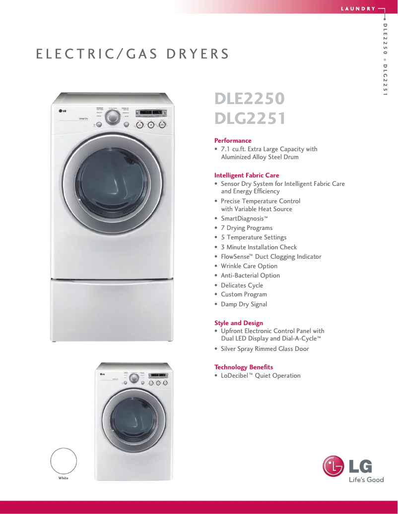 Page n°1 - Fiche technique LG DLG2251W