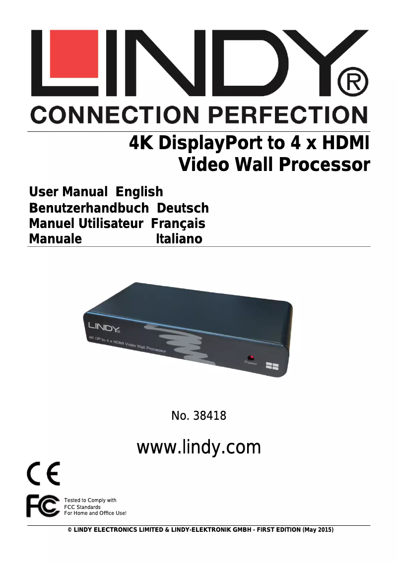 Page n°1 - Manuel utilisateur Lindy 38418